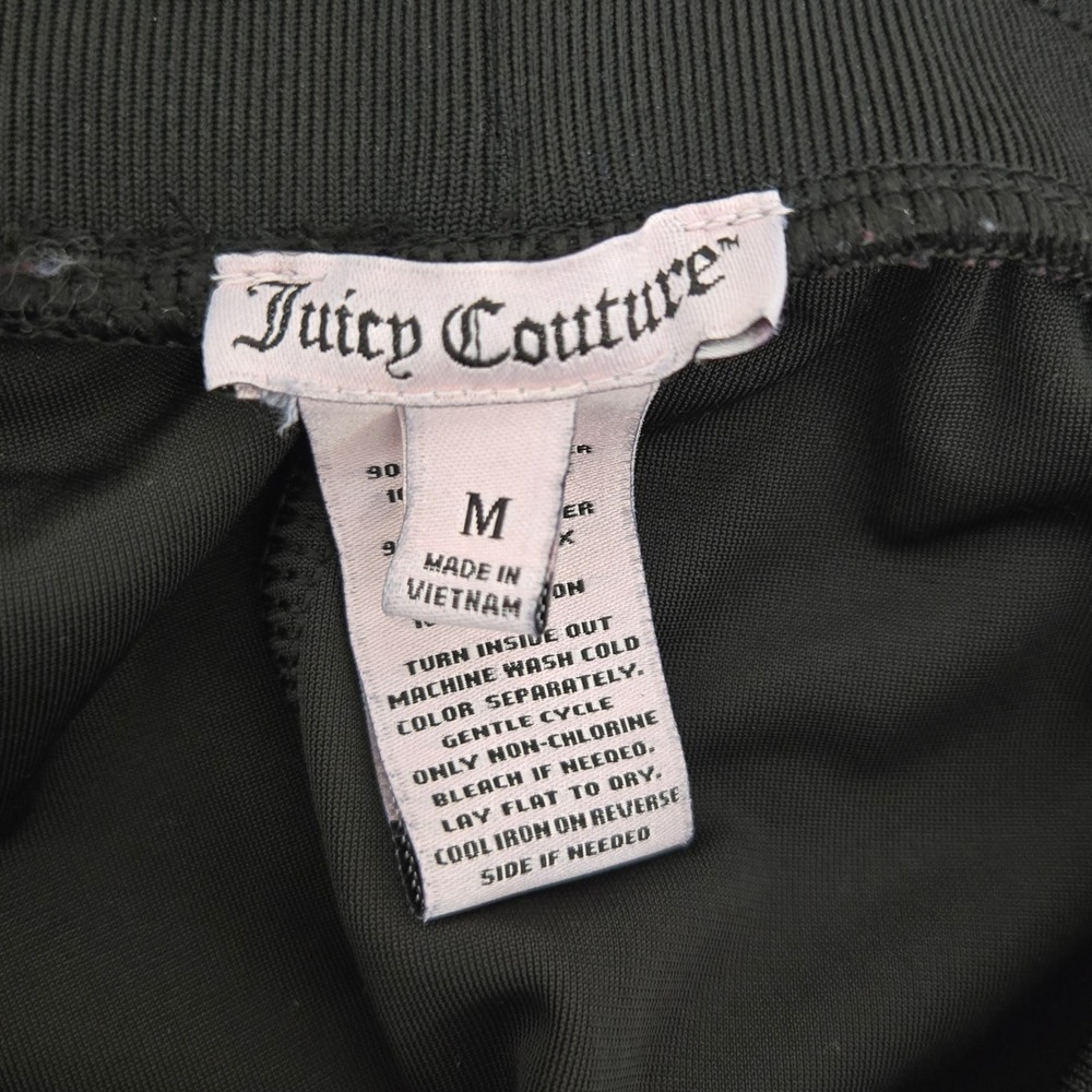 Juicy Couture Glitter Black Velour Track Pants Joggers Ruched Ankle Size M - Picture 4 of 5